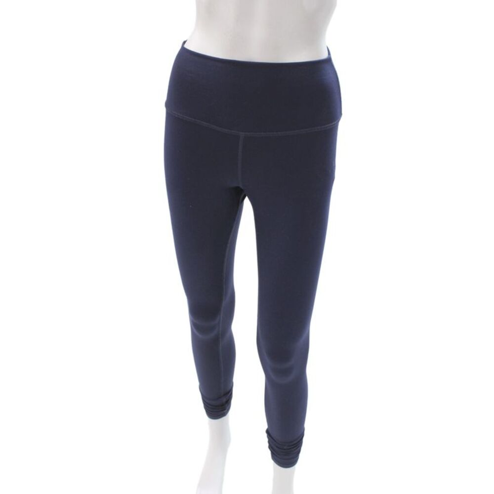 Alo Women Ankle Leggings Blue Polyester Athleisure Pull On Size XS